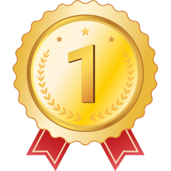 赤いリボンが付いた金色の「1位」メダルアイコン